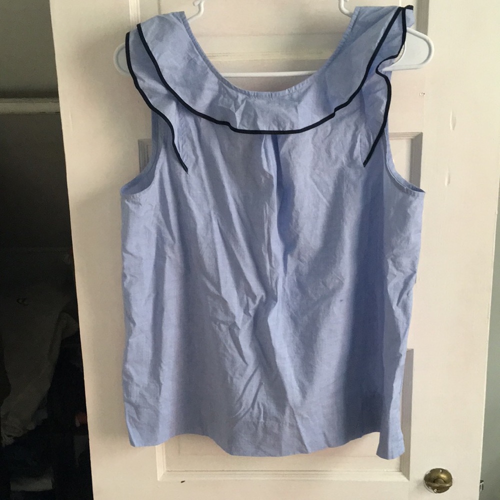 Chambray ruffle top